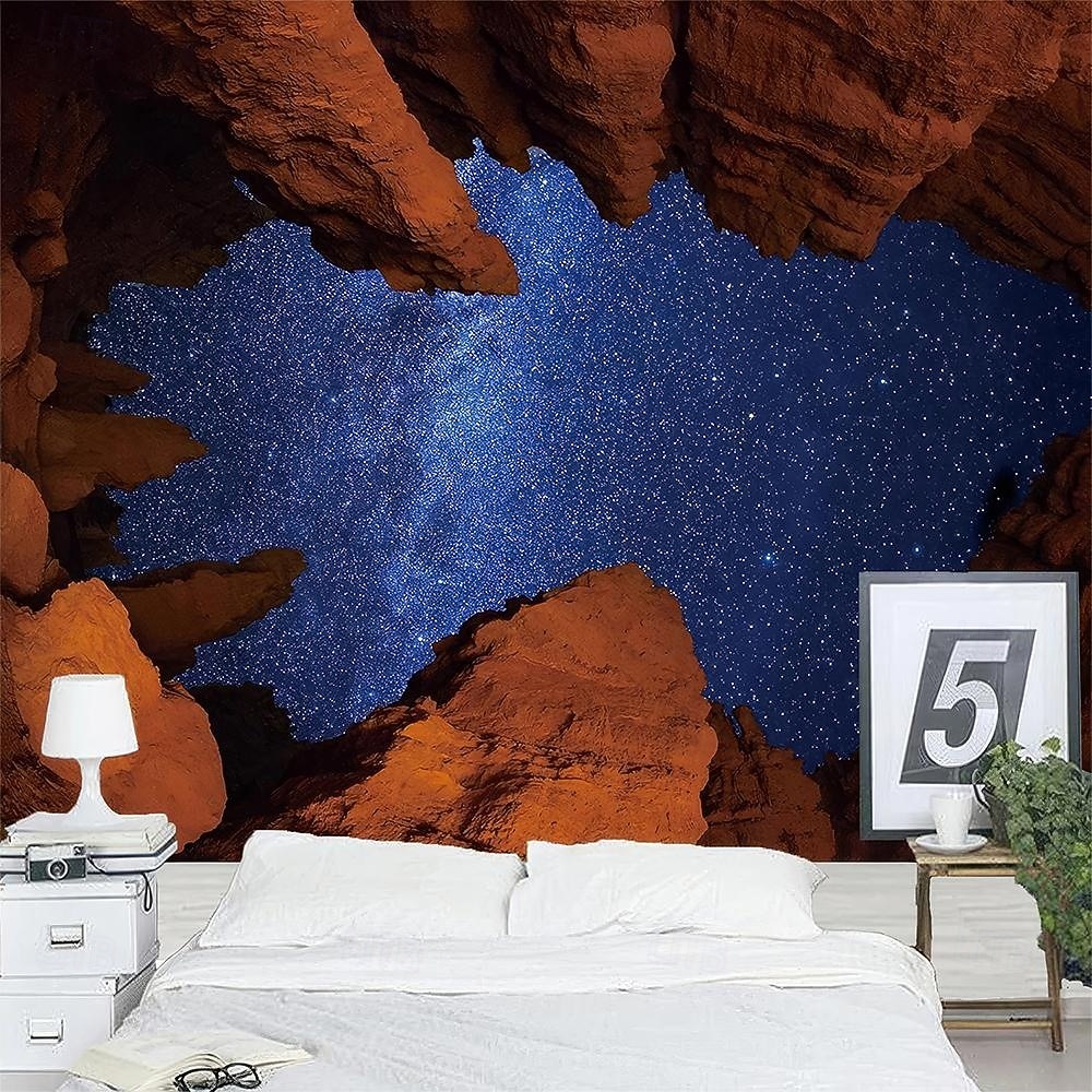 biolumineszcens tengerparti gobelin holdfény óceán hullám éjszakai égbolt csillagos fali dekoráció fantázia tájkép hálószobába nappali lakberendezés 2026 - $20.99 –P10