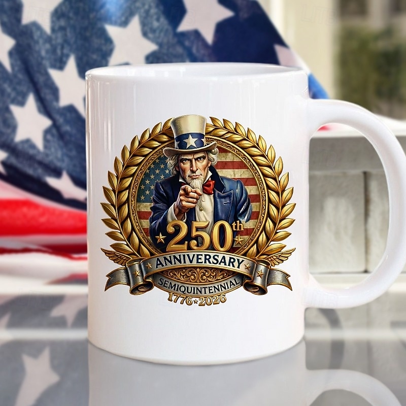 Tazza patriottica per il 250° anniversario degli Stati Uniti, tazza da caffè in ceramica per il cinquantenario, America 250 1776-2026, regalo per il giorno dell'indipendenza del 4 luglio per uomini e del 2026 a $16.99 –P2