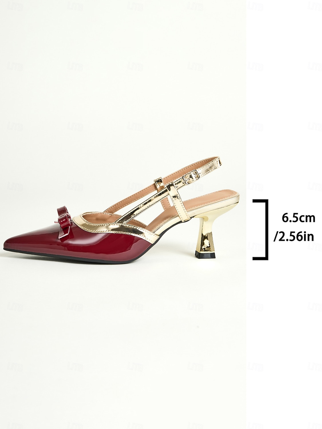 scarpe con tacco slingback bordeaux da donna con fiocco, eleganti décolleté a punta per gli appuntamenti di San Valentino del 2026 a $42.99 –P4