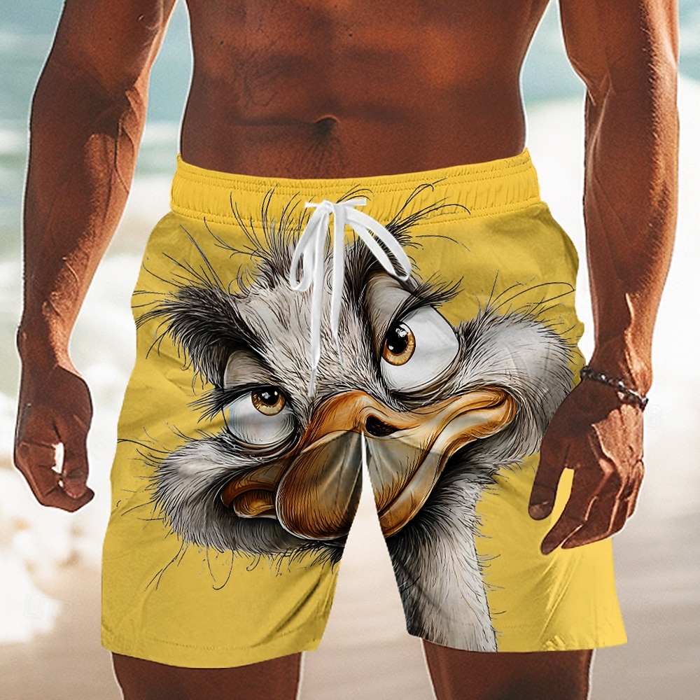 Homens Desenho Animado Engraçado Avestruzes Calção Justo de Natação Shorts de Natação Bermuda de Surf Cintura Média Havaiana férias na praia Bolsos laterais Forro de malha Cintura elástica com cordão de 2026 por $20.99 –P3