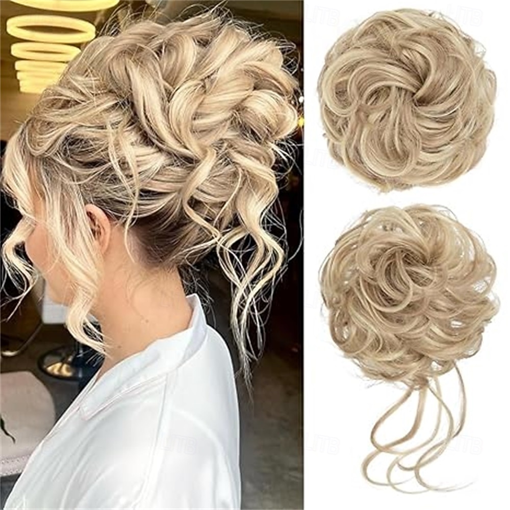 2 kpl sotkuisia nuttura-hiuslisäkkeitä, laineikkaita ja kiharia, tekonahkaisia nuttura-hiuslenkkejä, poninhäntäpidennys naisille, tuhkanharmaa 2026 - $15.99 –P5