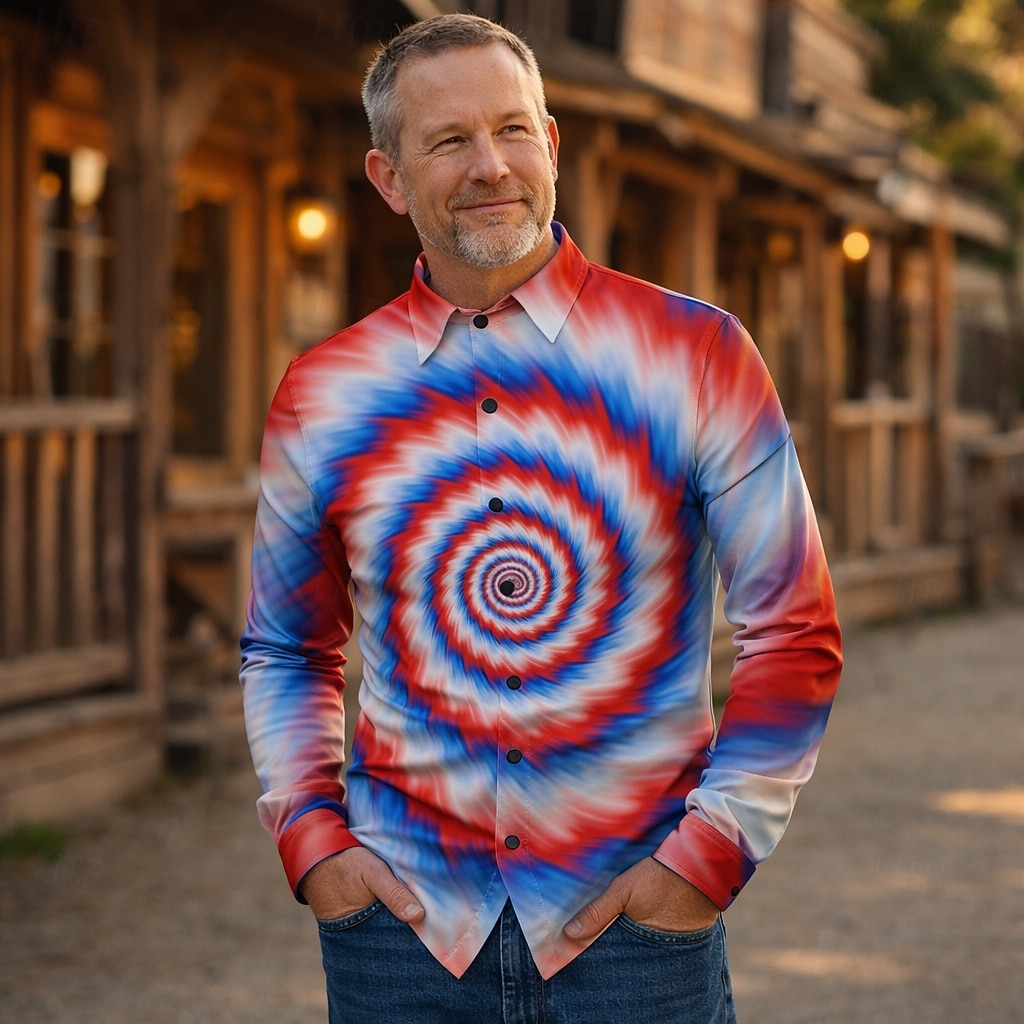 250° anniversario USA Retrò Vintage Anni '70 Camicia Camicia Aloha Lunghe Hippie Geometrico Etnico Costume Per uomo Mascherata 4 Luglio Feste Giorno dell'Indipendenza Adulti Camicia del 2026 a $26.99 –P1