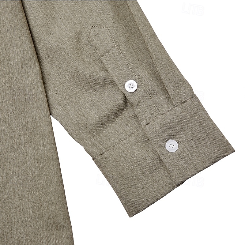 בגדי ריקוד גברים חולצה חולצה קז'ואל חולצה עם כפתורים כחול ג'ינס שחור לבן ורוד מסמיק אודם שרוול ארוך אחיד דש קזו'אל יומי כיס קדמי ביגוד כותנה אלגנטית אופנתי יום יומי 2026 - AU $35.99 –P12