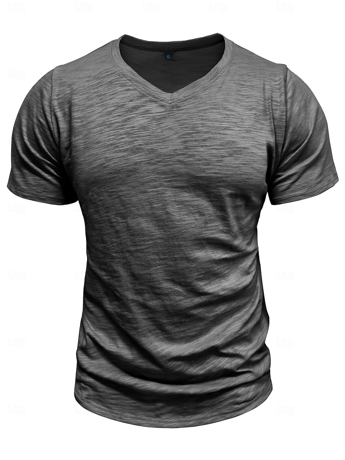 Herre T-skjorte 100 % bomulls-T-skjorte Kort Erme V-hals Sommer Vår & Vinter عادي Pit Strip Mote Designer Grunnleggende Grunnleggende Myk Avslappet Feriereise Gate Svart Stein Grønn Topp T-skjorte 2026 - $20.99 –P7