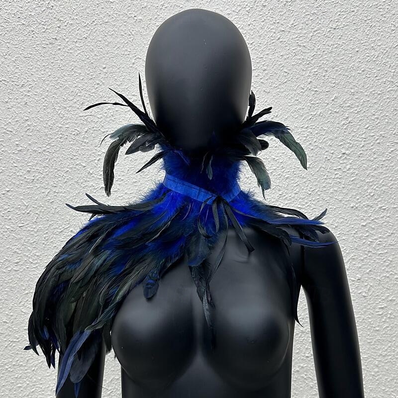 Accessori Samba Carnevale 2026 Rio Carnevale Mantello Stola Piume Bianche Donna con Collo Alto Costume per Festival in Brasile del 2026 a $18.99 –P2