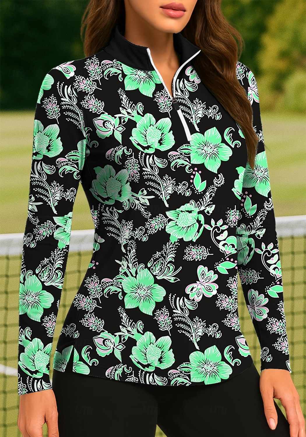 Жен. Растения Цветочные тропический Цветочные ботанический Топы Футболка-поло Теннисная рубашка Длинный рукав С принтом Четверть молния Pullover УФ-защита Эластичный Дышащий Теннис Гольф Пиклбол 2026 - $25.99 –P5