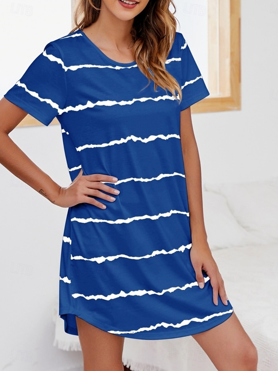 Γυναικεία Νυχτικιά Καθημερινό Ανατομικό Ταινία Καθημερινά Σπίτι Κοντομάνικο Στρογγυλή Ψηλή Λαιμόκοψη Θαλασσί Μαύρο Λευκό Κρασί Καλοκαίρι Άνοιξη Κανονικό 2026 - $21.99 –P13