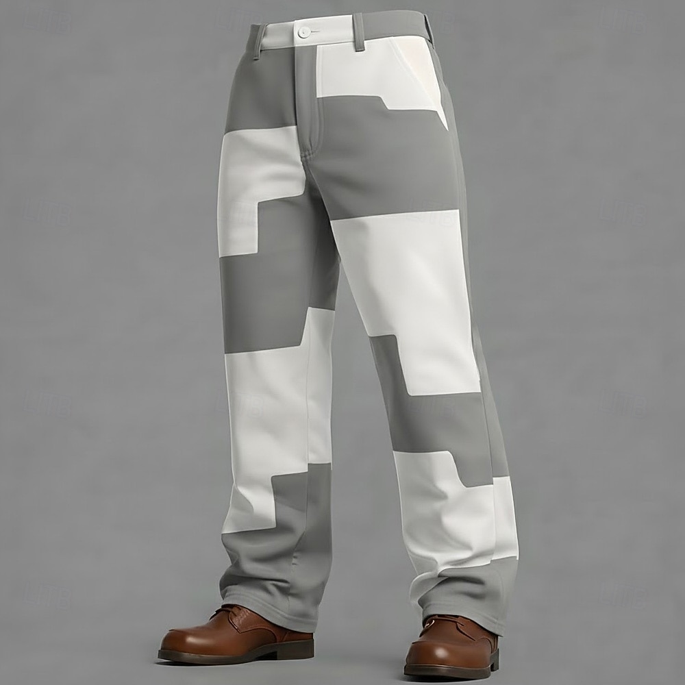 Herren Geometrisch Farbblock Abstrakt Hose Anzughose Mittlere Taille Lässig Outdoor Alltagskleidung Relaxed Fit Anzughose mit flacher Vorderseite und Seitentaschen Frühling Herbst 3D-Druck Braun Grün 2026 - $31.99 –P3