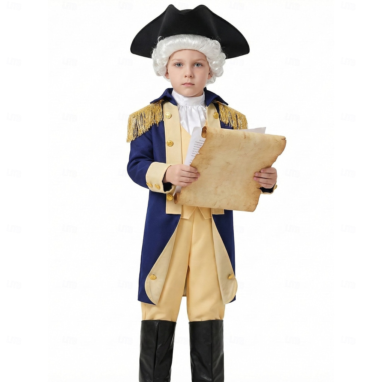 Set 250e anniversaire des États-Unis Rétro Vintage Médiéval Tenues Manches longues George Washington Déguisement Garçons Carnaval Jour de l'indépendance Mascarade 4 juillet Enfant Manteau Pantalon de 2026 ? $65.99 –P1