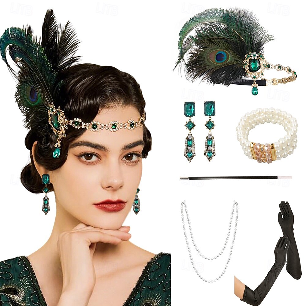 Anni 1920 Fascia Flapper Il grande Gatsby Senza colletto Costume Per donna Carnevale Mascherata Feste Mascherata Adulti 1 Paio di orecchini 1 Bracciale Guanti Tutte le stagioni del 2026 a $46.99 –P1