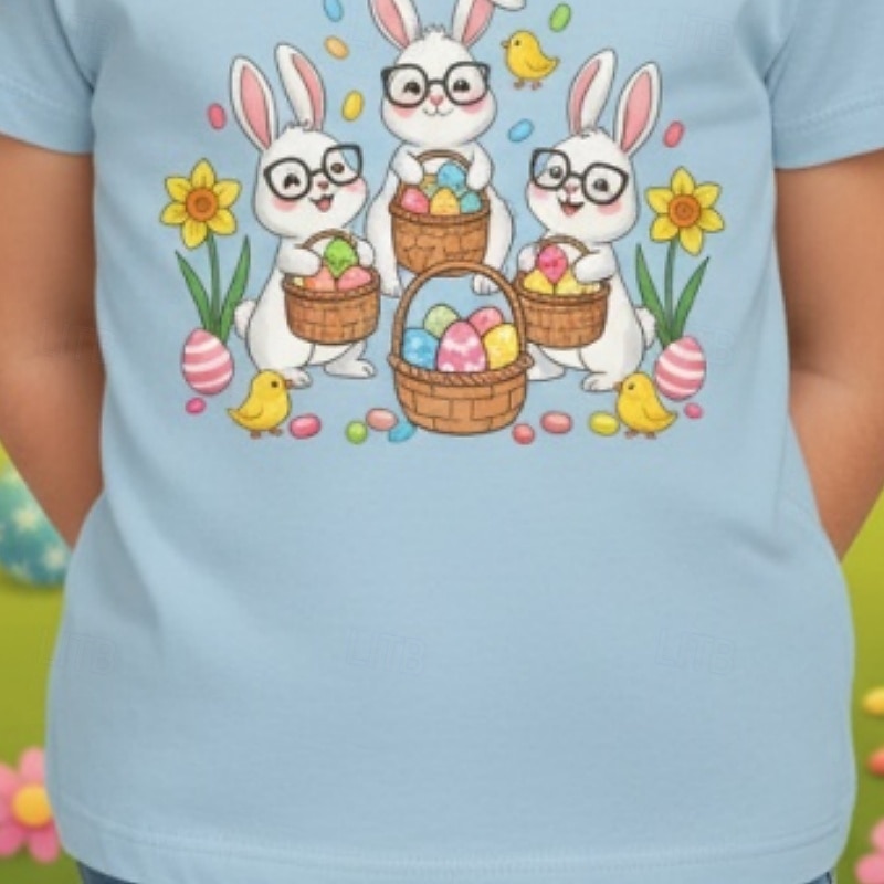 Easter Girls' 3D Graphic Rabbit T shirt Tee Short Sleeve 3D Print Summer Spring Sports Fashion Streetwear Kids 4-12 Years Crew Neck Casual Daily Outdoor Regular Fit 2026 - $15.99 –P3