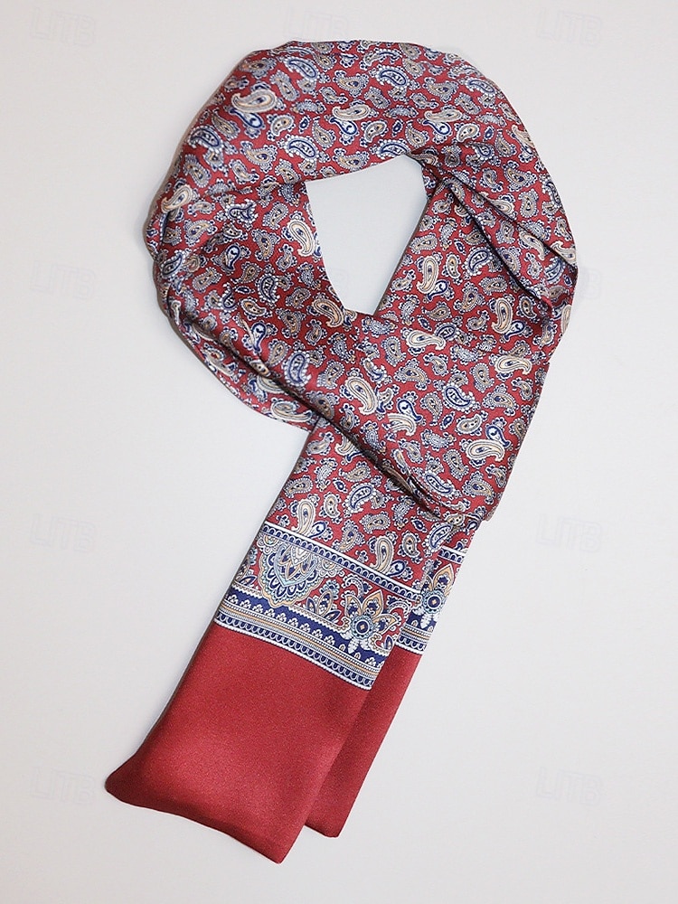 2026年 メンズペイズリープリントスカーフ、マルチカラーパターンのポリエステル軽量ネックスカーフ、男性用のクラシックでエレガントなスタイル、普段着、ビジネスカジュアル、パーティー、季節のスタイリングに最適  コレクション – $9.99 –P9