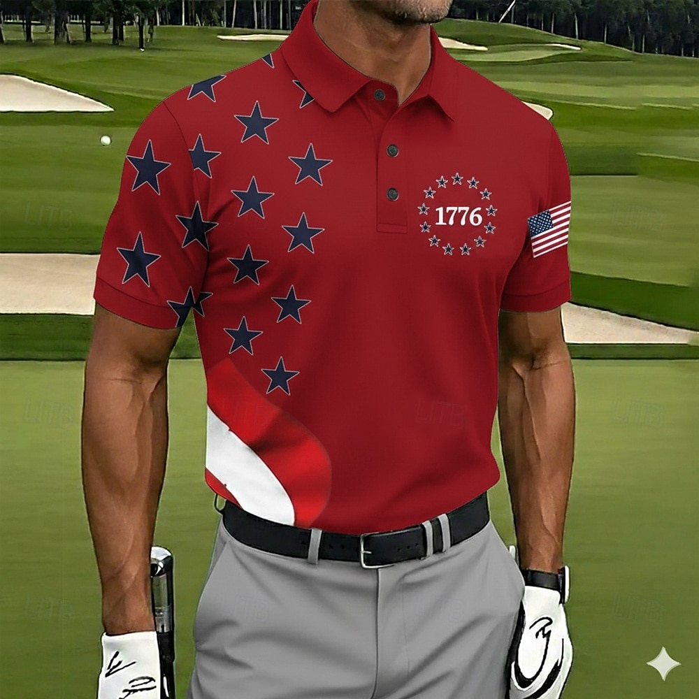 4 iulie 2026, a 250-a aniversare Bărbați Drapelul SUA american Golf Tricouri polo sport Manșon scurt Tricouri de polo Cămăși cu guler Casual Îmbrăcăminte Atletică Ținuta de festival Nasturi Var 2026 - $10.49 –P3