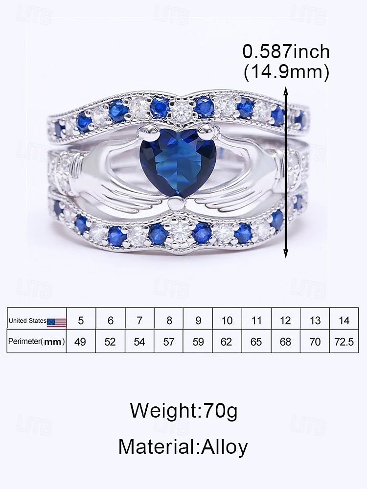 Damesringenset met 3-in-1 hartvormige amethist, gemaakt van legering, verkrijgbaar in meerdere kleuren, elegant ontwerp voor bruiloften, Valentijnsdag en feestjes. 2026 - $11.99 –P8