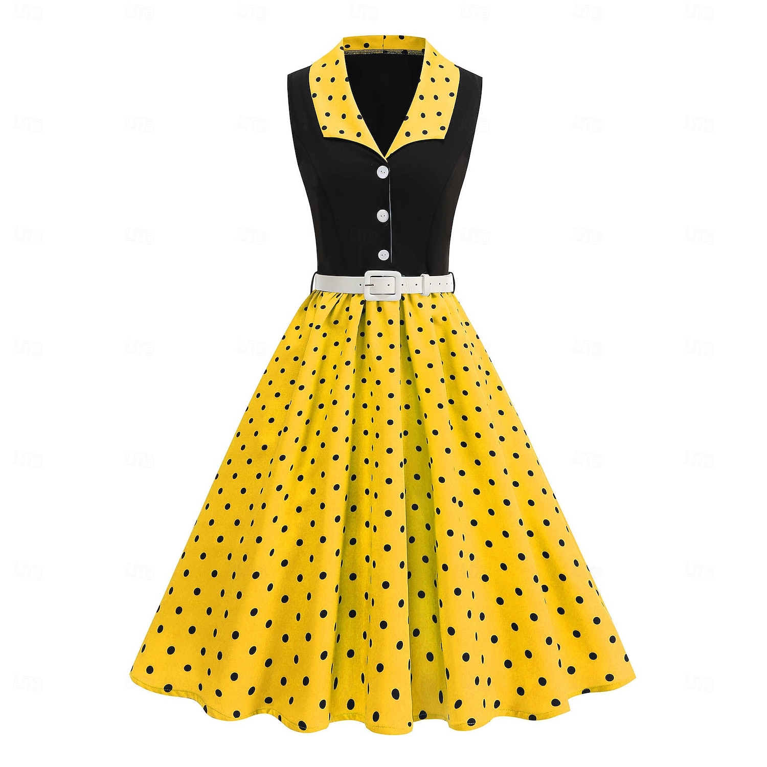 1950-luku Retro / vintage rockabilly Keskipäivä Swing -mekko Flare mekko Hihaton Pistekuvio Muotoonommeltu Keinu Naamiaispuku Naisten Karnevaali Ystävänpäivä Naamiaiset Loma Arkikäyttö Tyttöjen 2026 - $41.99 –P3