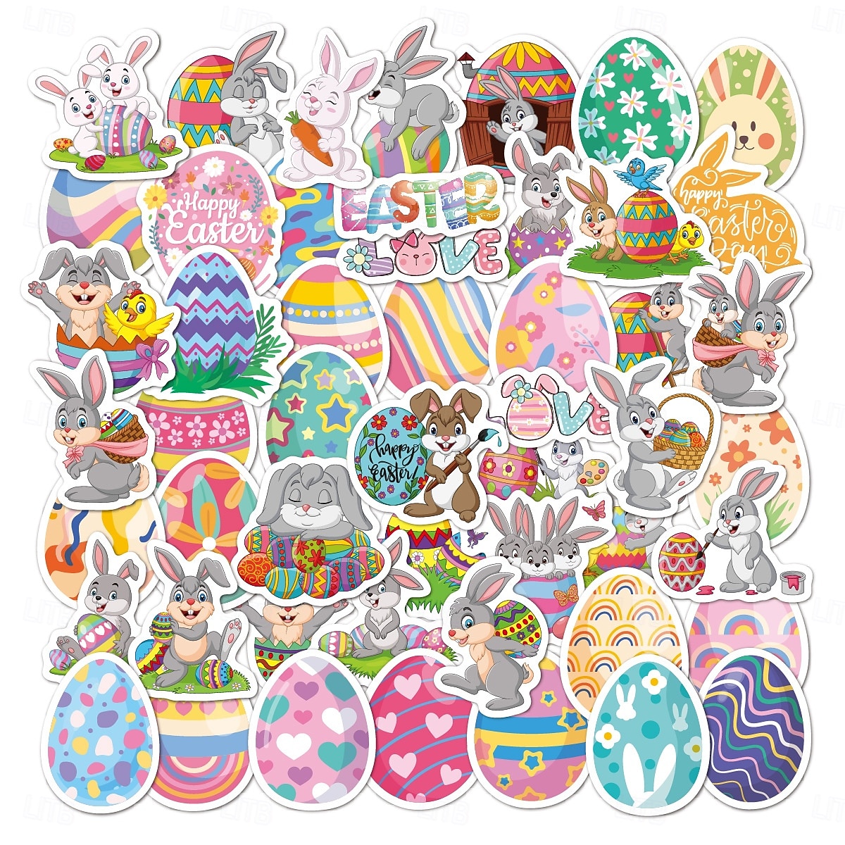 Easter Basket Stuffers 150 Piese (3 Seturi de 50) Autocolante de Paște Holografice Laser Rezistente la Apă pentru Decorațiuni de Cadouri de Sărbătoare Autocolante cu Ouă de Paște Transfrontaliere 2026 - $13.99 –P10