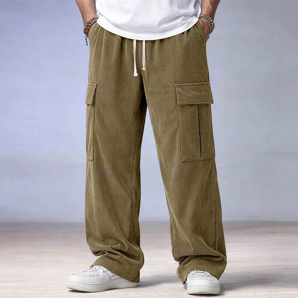Homme Pantalons Pantalon en velours côtelé Pantalons Amples Pantalon décontracté Taille Élastique Jambe Droite Couleur Unie Confort Évacuation de l'Humidité Longueur complète Occasionnel Quotidien de 2026 ? $25.99 –P12