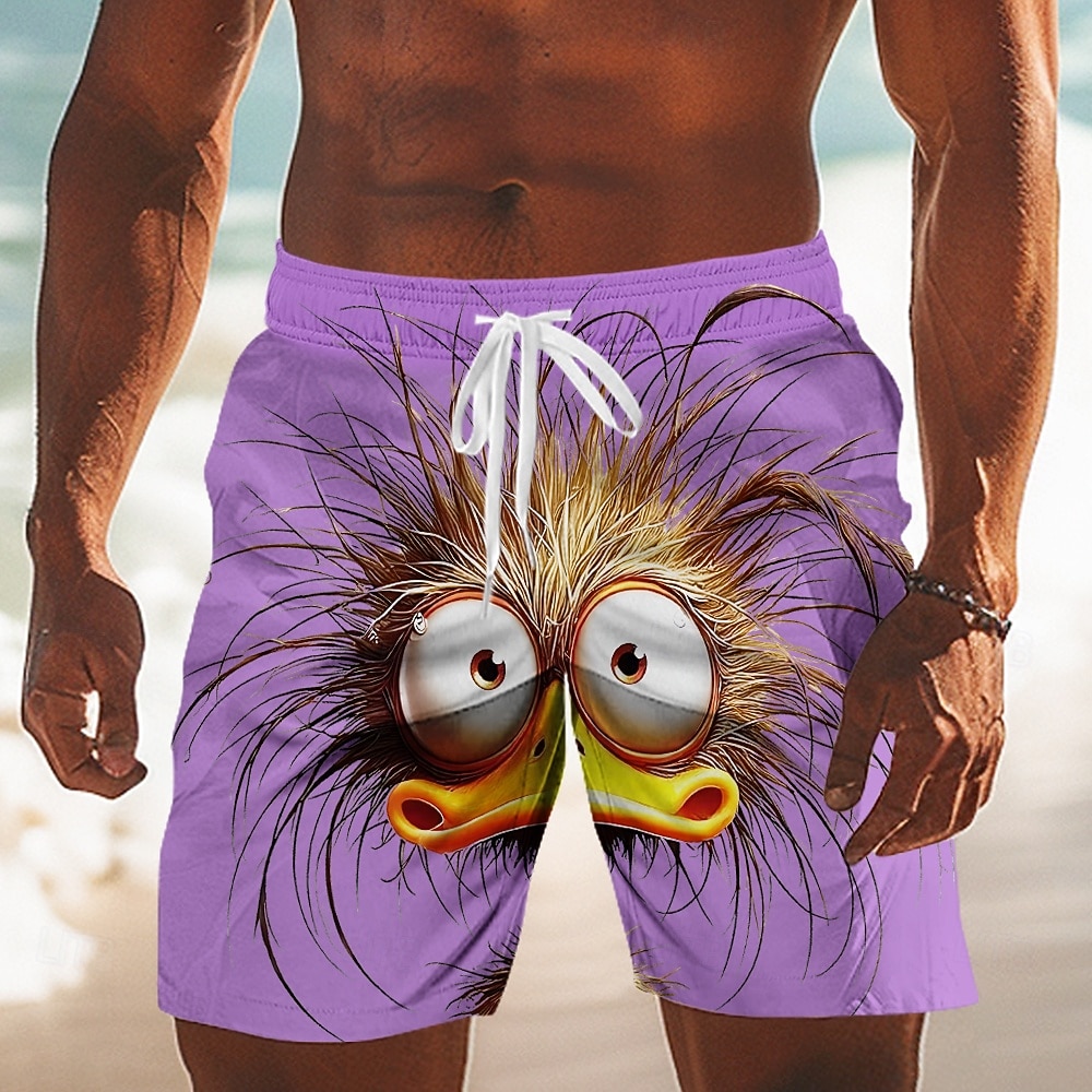 Voor heren Tekenfilm Grappig Eend Lange zwembroeken Zwemshorts Boardshorts Medium Taille Hawaii Strandvakantie Zijzakken Mesh voering Elastische tailleband met trekkoord Ontwerper Kleding 2026 - $20.99 –P2