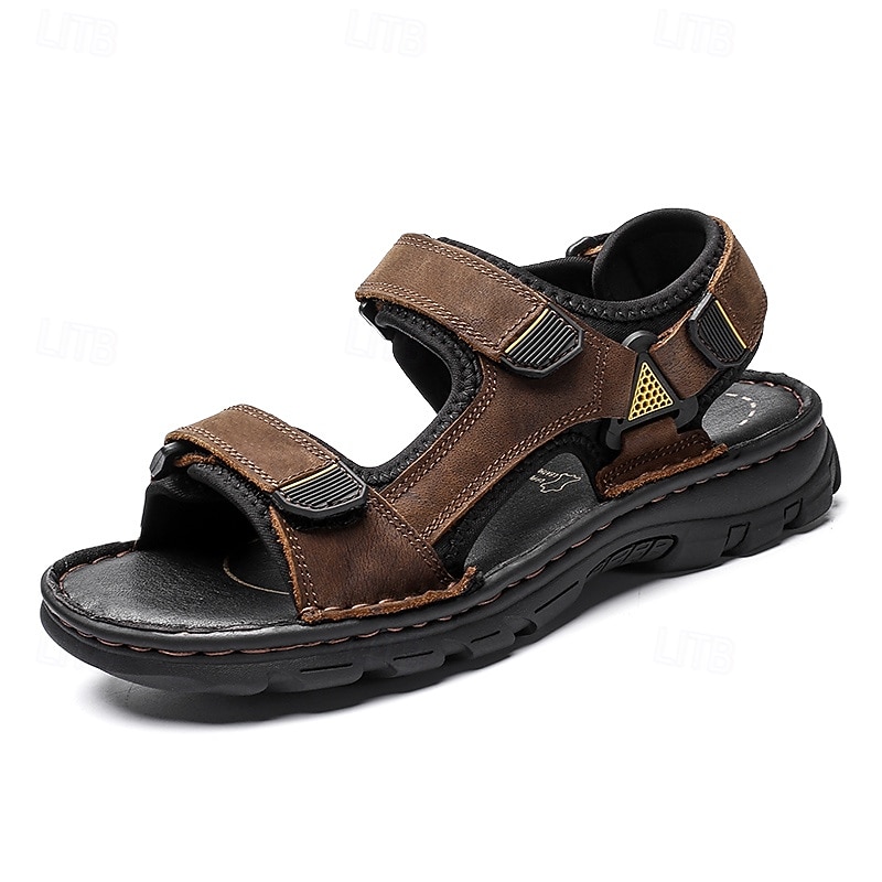 Brune herresandaler med borrelås, fritidssko for utendørs bruk, perfekt for sommerferier og stranddager 2026 - $46.99 –P2