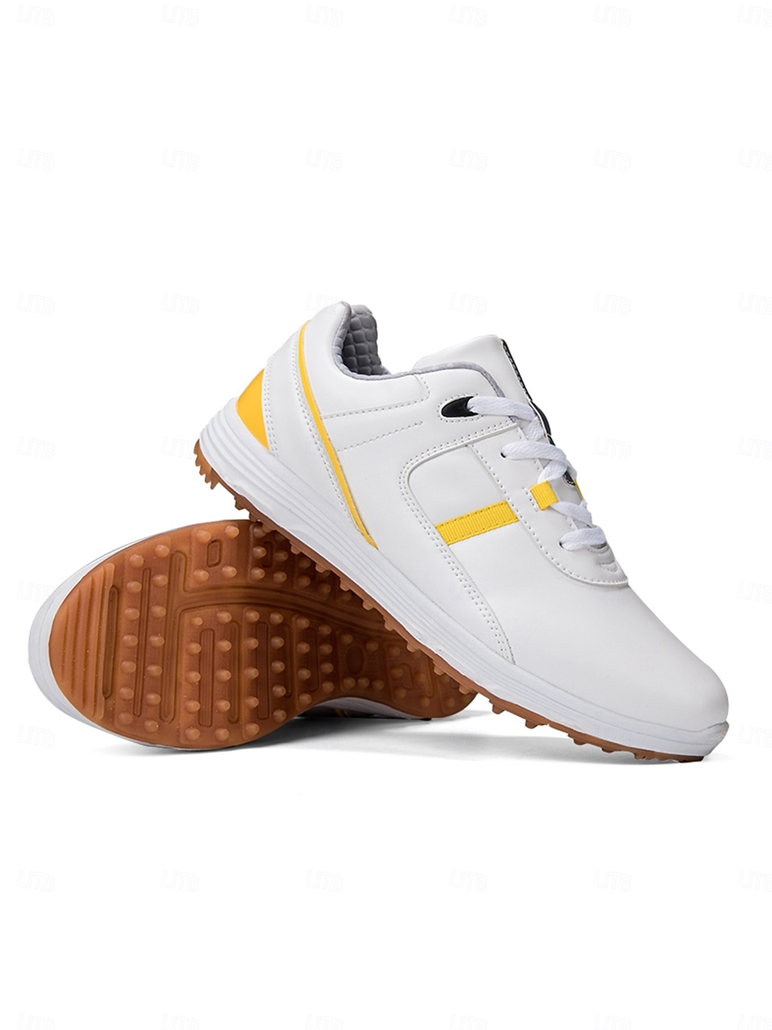 Women's Classic White / Yellow Lace-up Golf Shoes – Non-Slip Shock-Absorbing Athletic Sneakers for Lady Golf Players, Course Training, Weekend Matches, Country Club Style & Outdoor Walking 2026 - $64.99 –P1
