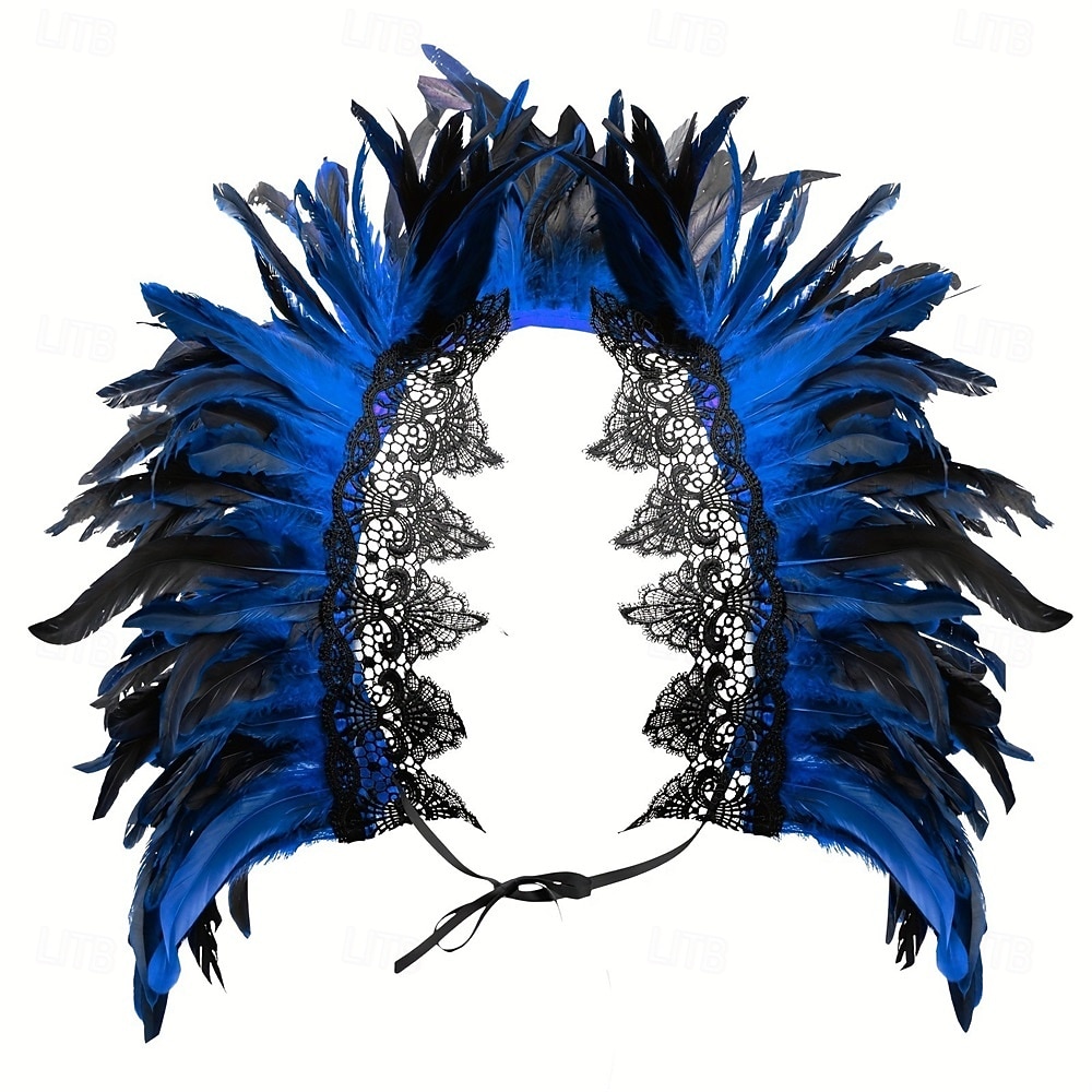 Carnaval 2026 Rio Carnaval Szamba Kiegészítők női fekete tollas vállkendő csipke applikációval Brazíliai Fesztivál Előadói Jelmez 2026 - $15.49 –P5