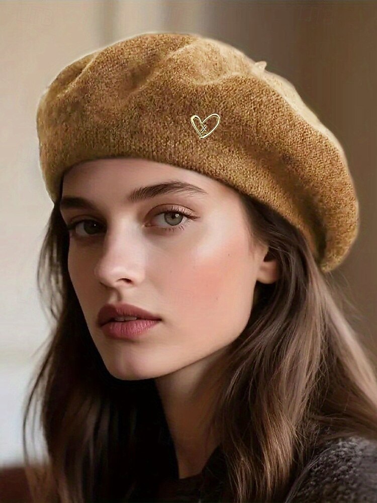 damski beret w kształcie serca, wykonany z imitacji wełny, dostępny w wielu kolorach, idealny na prezent walentynkowy i do noszenia na co dzień 2026 - $14.99 –P3