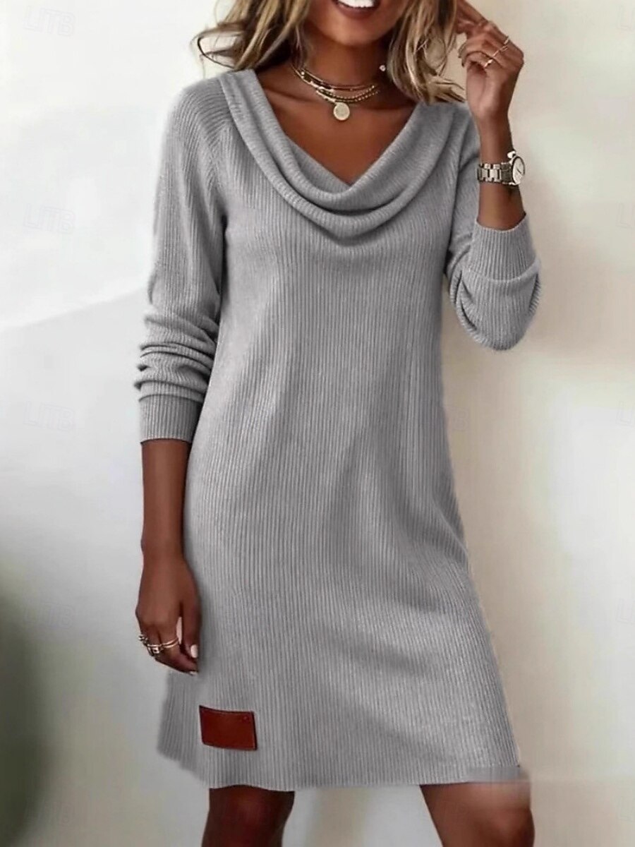 Pentru femei Rochie Mini Rochii Tricot Rochie teacă Casual Zilnic Fit regulat Simplu Manșon Lung Glugă Gât Negru Alb Bej Gri Toamnă Iarnă 2026 - $29.99 –P9