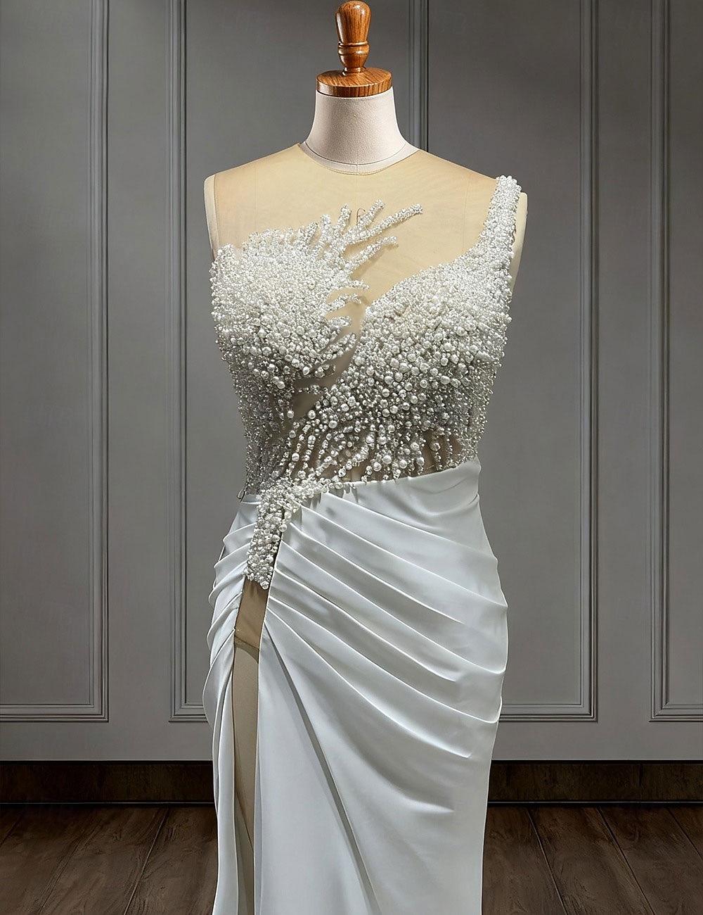 Sirène Trompette Longueur au sol Robes de Bal Robe de Soirée Tenue de soirée Élégant Sans manches Épaules Dénudées Carnaval Mascarade Satin Pailleté avec Perles Surjupe de 2026 ? $208.99 –P5