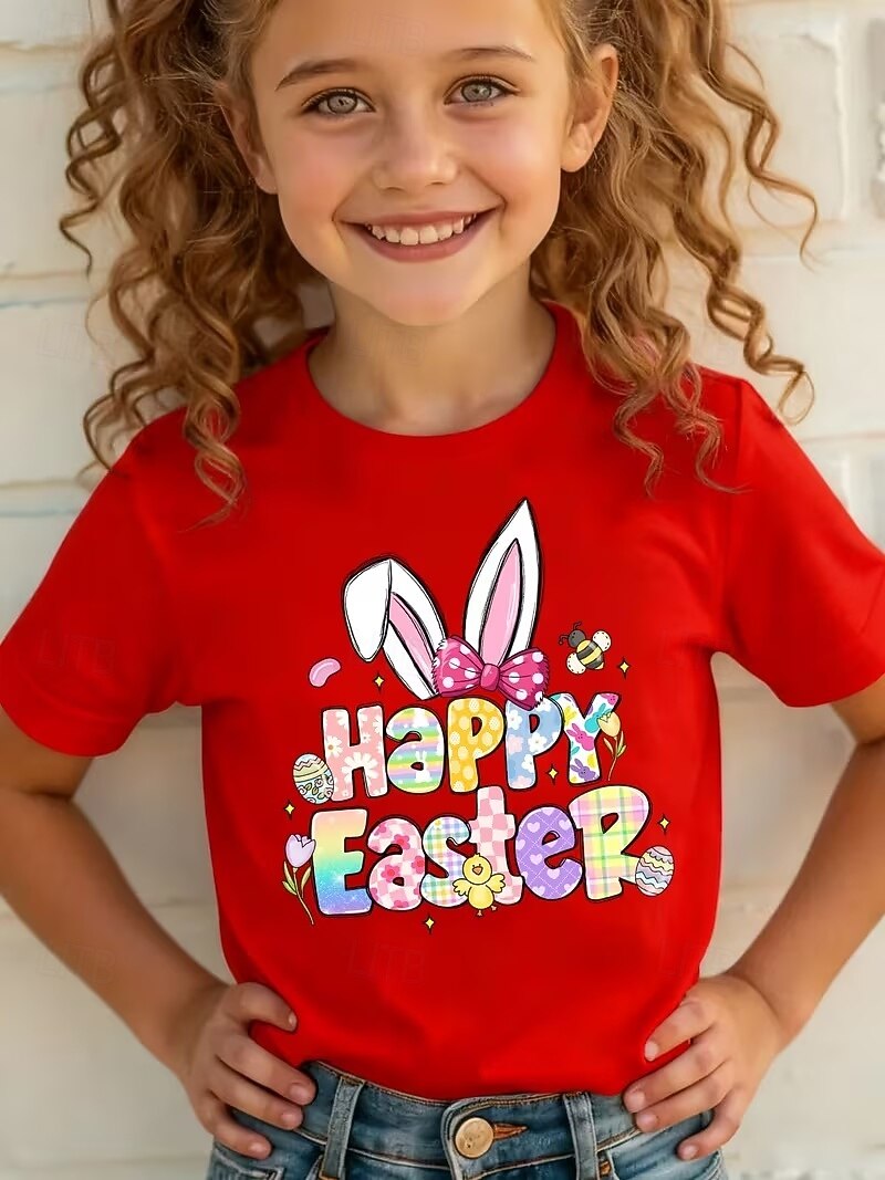 Pasqua Ragazze 3D Grafico Coniglio Maglietta Manica Corta Stampa 3D Estate Primavera Sport Moda Streetwear Bambini 4-12 Anni Girocollo Casuale Quotidiano All'aperto Vestibilità regolare del 2026 a $15.49 –P10