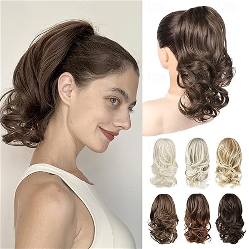 Extension per coda di cavallo - Extension per coda di cavallo con clip a artiglio da 14" - Extension per capelli sintetici morbidi e naturali, ondulati e a strati per donna - platino del 2026 a $14.99 –P3