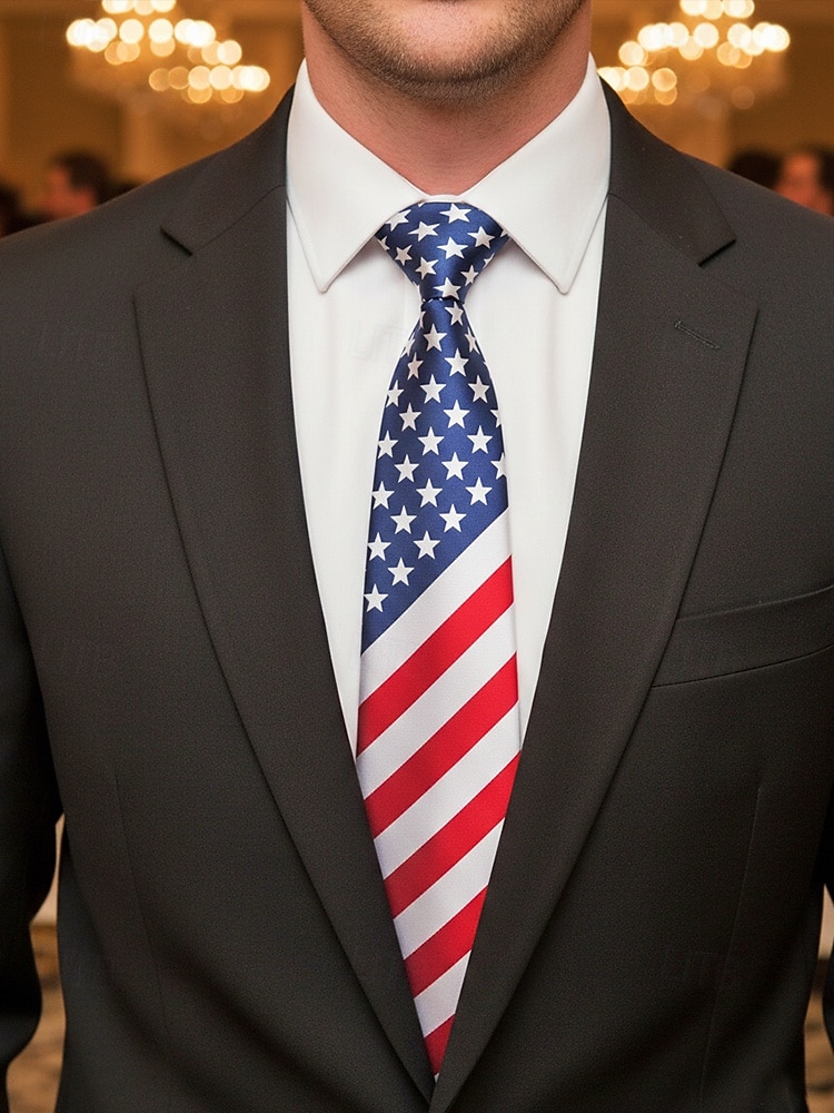 Vereinigte Staaten 250. Jubiläum Herren patriotisches Krawatte  Fliege Set Polyester Amerikanische Flagge Design klassischer formeller Stil für USA Unabhängigkeitstag Paraden Partys  Feierlichkeiten 2026 - $14.99 –P1