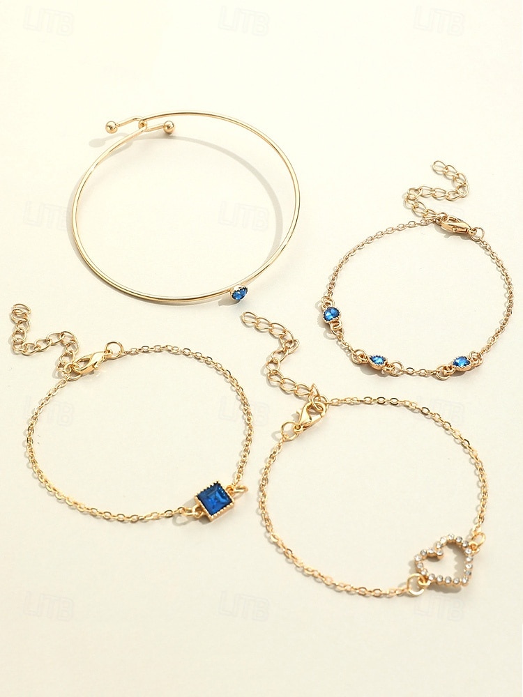 Zestaw bransoletek z zawieszkami w kształcie serca dla kobiet, wielokolorowe bransoletki ze stopu z kryształkami, elegancka i romantyczna biżuteria dla kobiet, idealna na walentynki, na co dzień, na randkę i do codziennych stylizacji 2026 - $9.99 –P9