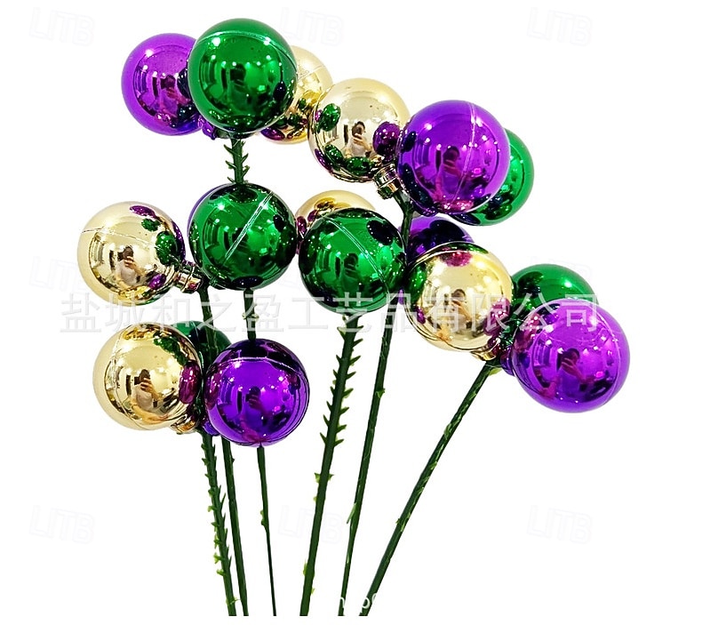 Confezione da 10 decorazioni natalizie per il martedì grasso, palline viola, verdi e dorate, steli per il martedì grasso &decorazioni per l'albero di Natale, ghirlanda di carnevale &forniture per del 2026 a $17.99 –P3