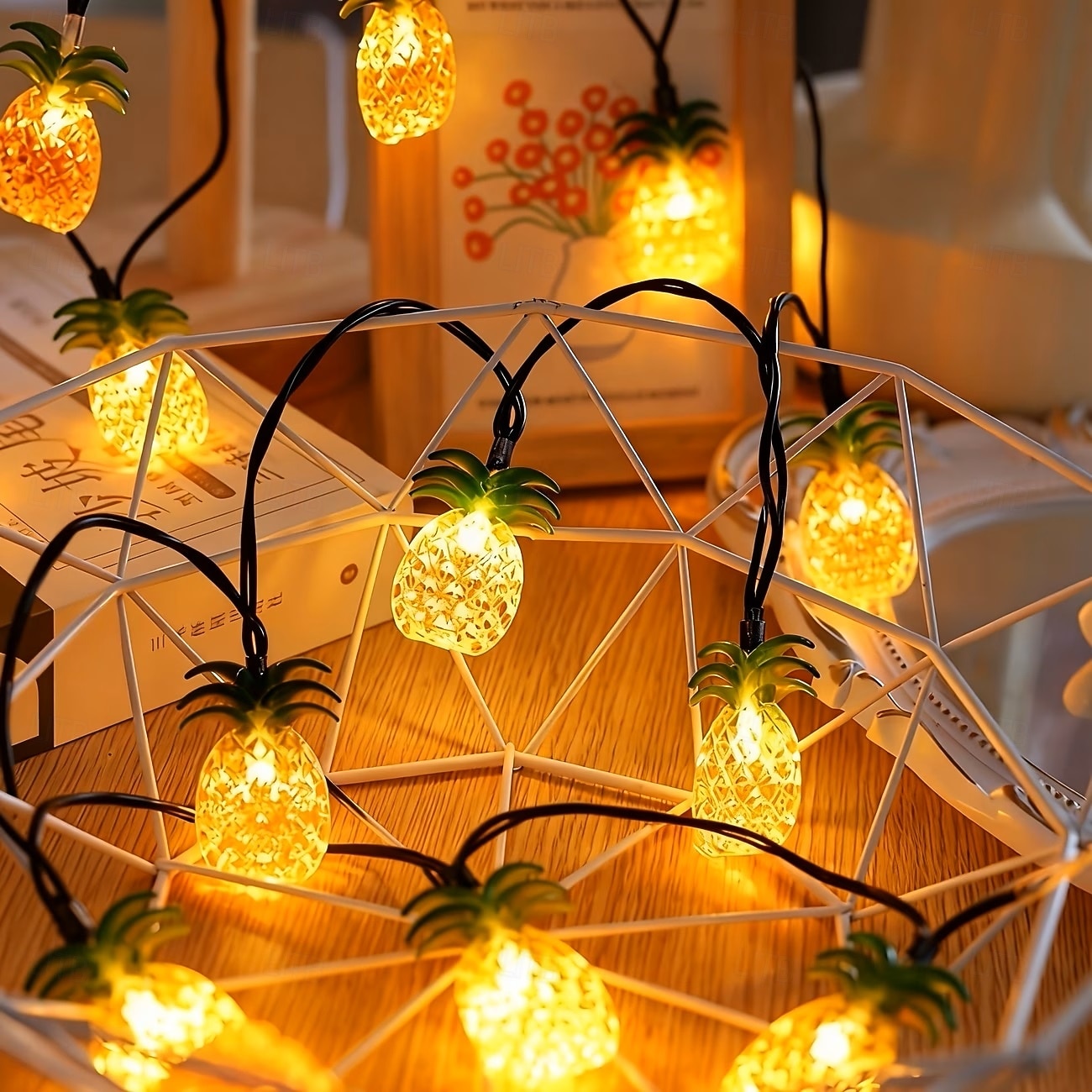 Guirnalda de luces solares con forma de piña, 30 LED, luces tropicales de verano de 4,5 m, ideal para patios, familias, bodas, dormitorios, cumpleaños y decoración de jardines tropicales hawaianos. 2026 - $25.99 –P5