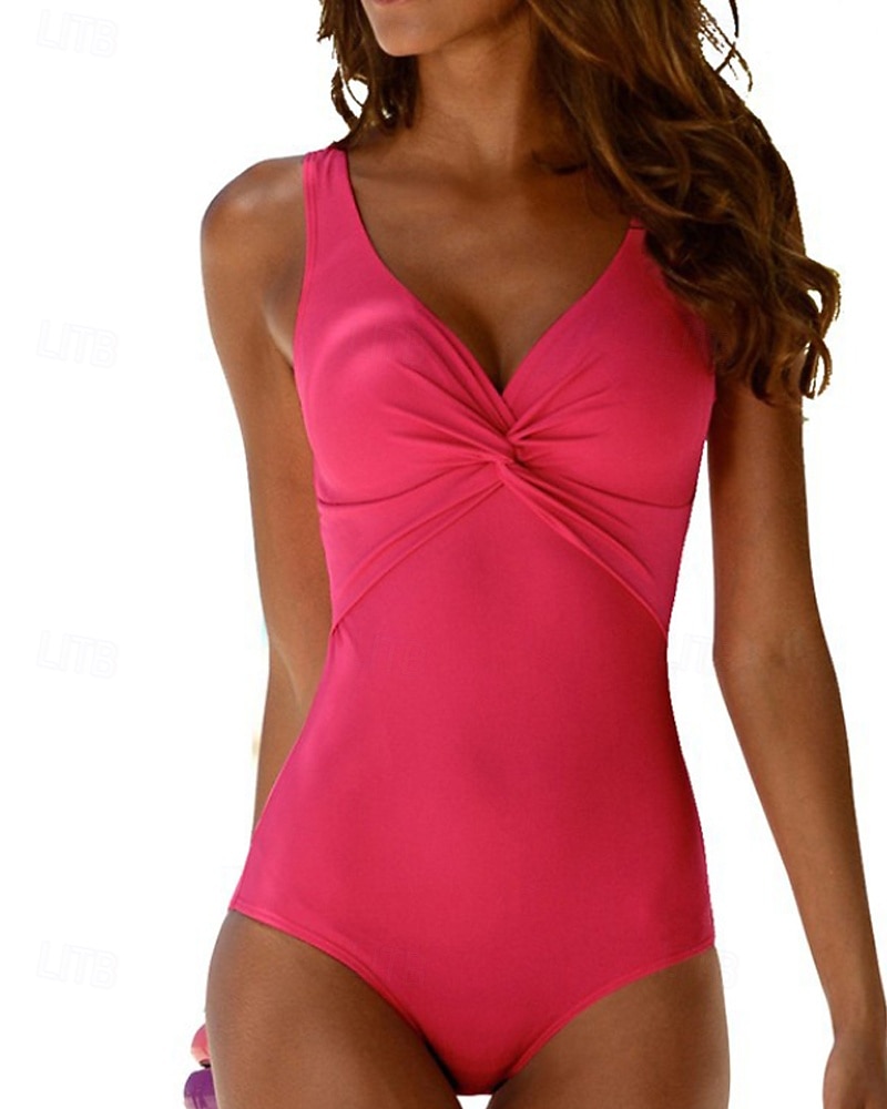 Dámské Standard Rashguardy z jednoho kusu Plavky Jednodílné díly Jednobarevné Otevřít Zpět Ochrana proti UV záření Elastický Bez rukávů Plavky Bodýčko Surfování Potápění Plavání Léto 2026 - $18.99 –P5