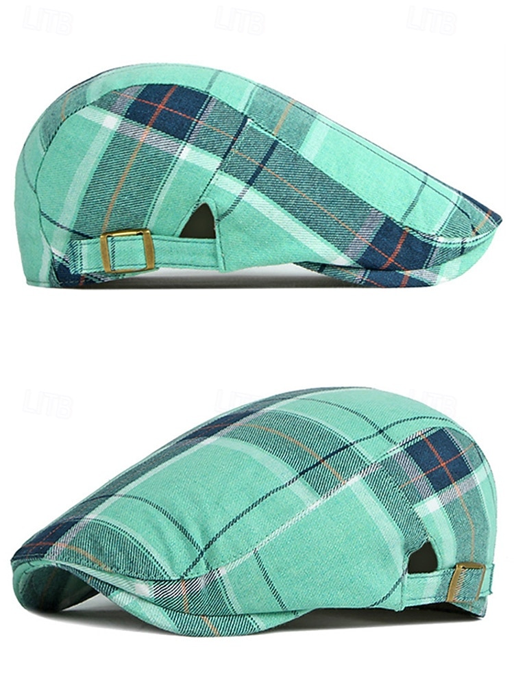 Men's Plaid Flat Cap Newsboy Hat, Cotton-Polyester Blend, Multi-Color Classic Ivy Style Cap for St. Patrick's Day Celebration & Everyday Casual Wear 2026 - $11.99 –P6