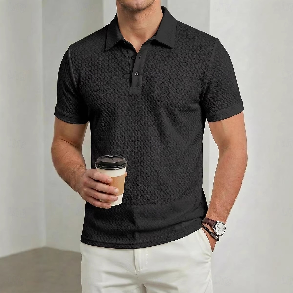 Per uomo Polo a maglia intrecciata Polo da Golf Casuale Affari Bavero Colletto Polo a Coste Manica Corta Essenziale Moderno Blocco di colori Testurizzato Jacquard Bottoni Primavera Primavera & Estate del 2026 a $20.99 –P7