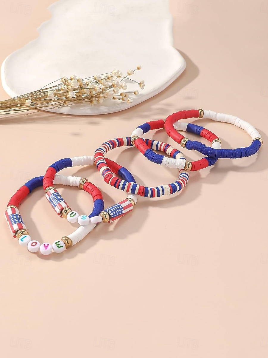 Con perline Stravagante Lettere dell'alfabeto Moda Personalizzato Ceramica Gioielli braccialetto Blu / Rosso Per Quotidiano Regalo Ferie del 2026 a $11.49 –P4