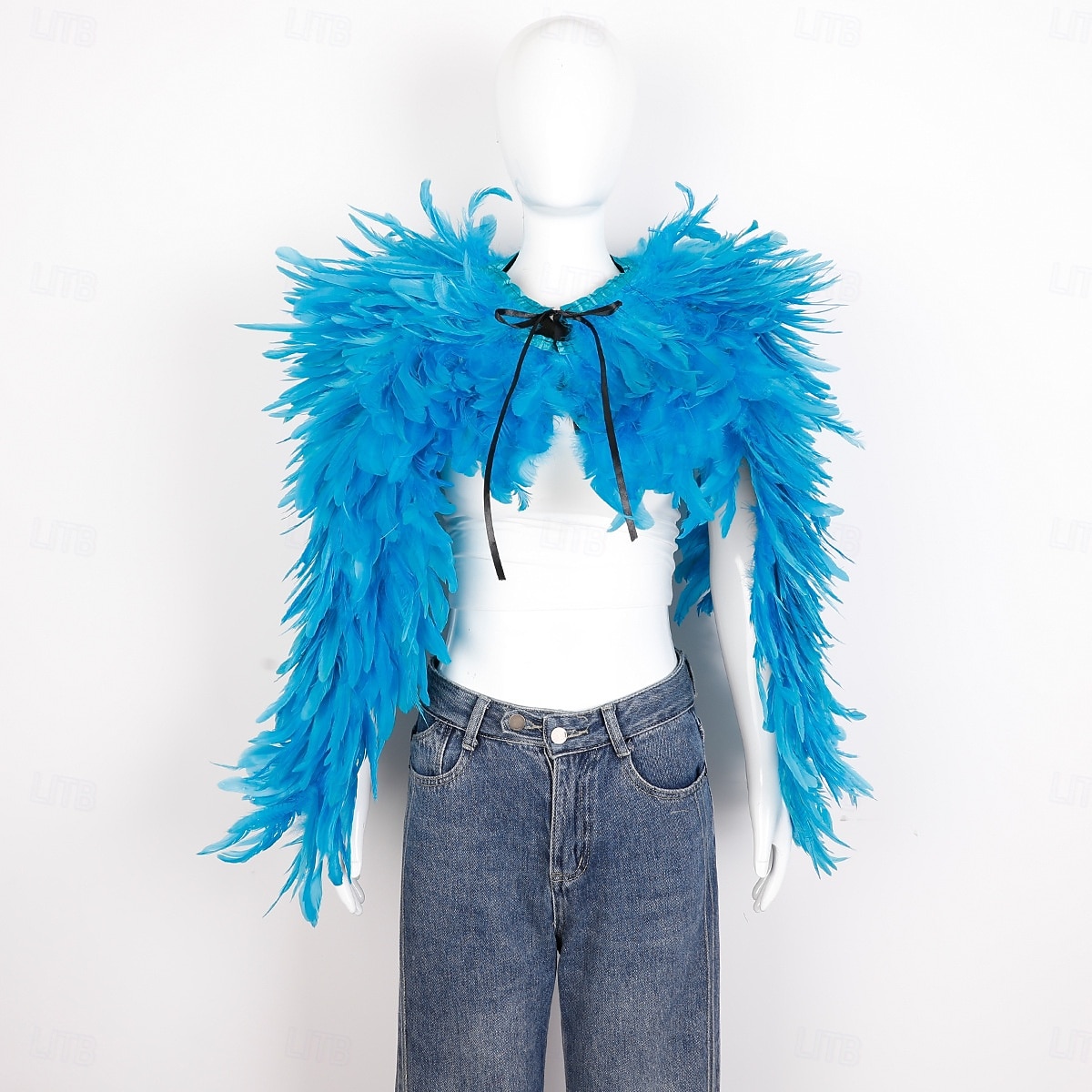 Carnaval 2026 Accesorios de Samba del Carnaval de Río Capa Chal larga de plumas rojas para mujer con lazo de cinta disfraz de actuación del festival de Brasil 2026 - $96.99 –P14