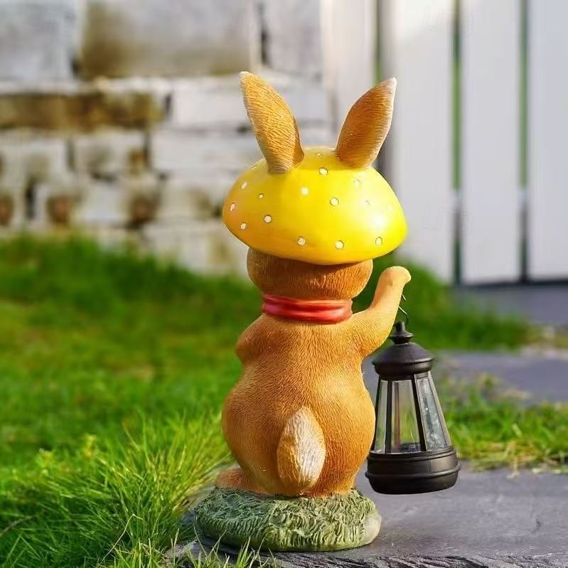 húsvéti kültéri napelemes vízálló gyantás nyuszi lámpás, kerti udvari ösvény gyep dekoráció, farm tájvilágítás, aranyos nyúl figura, kültéri dekoratív kiegészítő lámpa kertbe, ünnepi dekoráció 2026 - $41.99 –P7