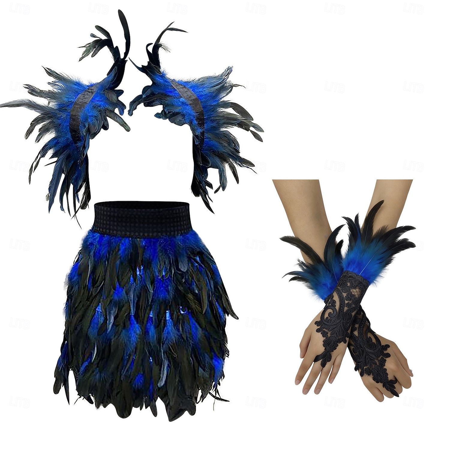 Accessori Samba Carnevale 2026 Rio Carnevale 3 pezzi Set Costume Donna Piume Rosse Mantello Gothic Gonna Mini  Guanti di Pizzo Costume per Festival in Brasile del 2026 a $47.99 –P9