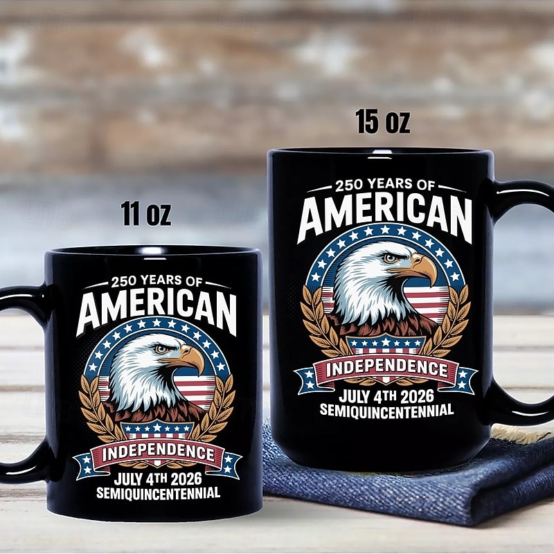 Egyesült Államok 250. évfordulójára készült bögre hazafias ajándék, félötszáz éves kerámia kávésbögre, 1776-2026 Amerika 250, függetlenség napja, július 4., ajándék férfiaknak és nőknek, mikrohullámú 2026 - $16.99 –P4