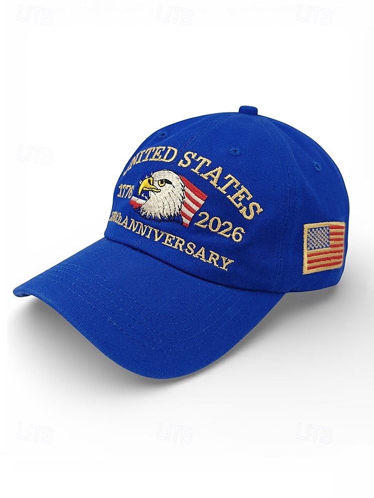 United States 250th Anniversary Men's Adjustable Cotton Cap with Embroidered American Flag, Multiple Colors, Ideal for Independence Day and Celebrations 2026 - $14.99 –P10