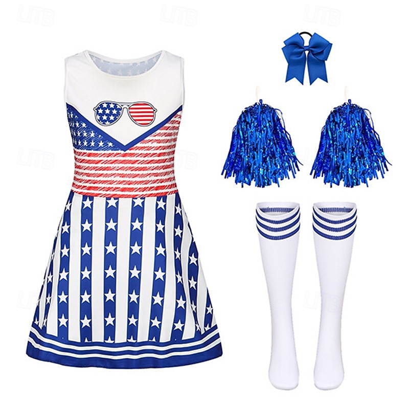 abiti da cheerleader cosplay bambini ragazze Halloween carnevale giorno dell'indipendenza / quattro luglio festa spettacolo mascherata travestimento del 2026 a $29.99 –P1