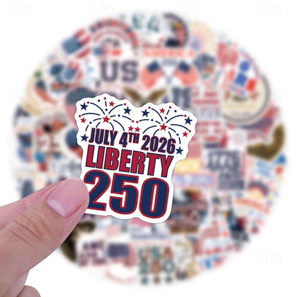 55 patriotische Aufkleber zum 250. Jahrestag, wasserfeste Vinyl-Aufkleber mit amerikanischer Flagge für Wasserflaschen, Laptop-Dekorationen zum Unabhängigkeitstag (4. Juli) 2026 - $9.99 –P8