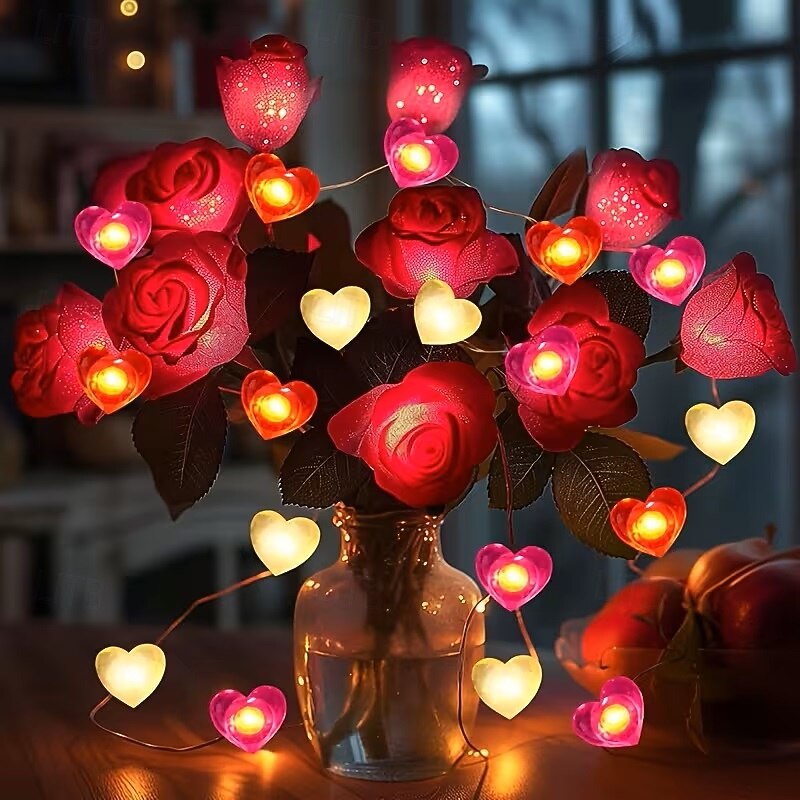 Króliki Kwiatowe Światełka w Kształcie Serca 2m 20LEDs Zasilane Baterią Różowe Kwiatowe Światełka Tematyczne na Przyjęcie Dzień Matki Domowa Sypialnia Dekoracja na Ślub Rocznicę 2026 - $15.49 –P4
