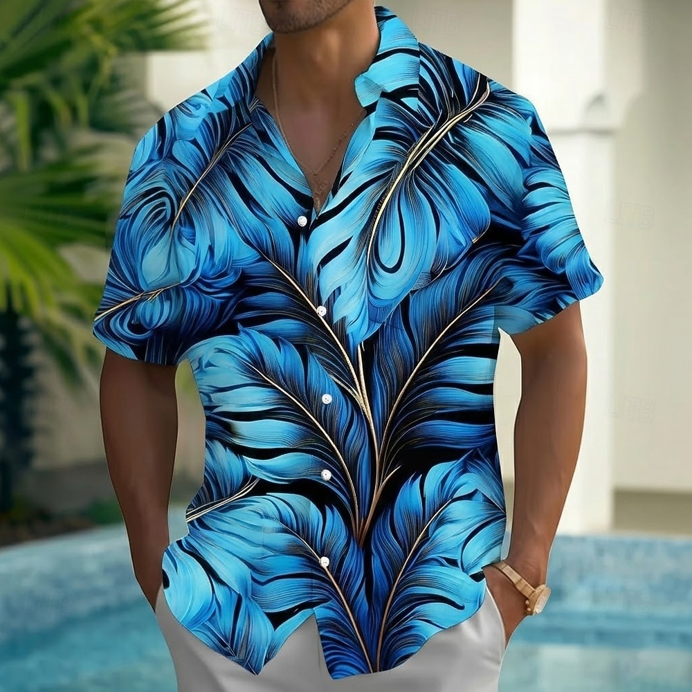 Per uomo Colore sfumato Foglia di palma Piante Tropicali Camicia hawaiana estiva Camicia con Bottoni Camicia Aloha Manica Corta Hawaiano Casuale Vacanza Estate Primavera Collo ripiegato Stampa 3D del 2026 a $25.99 –P4
