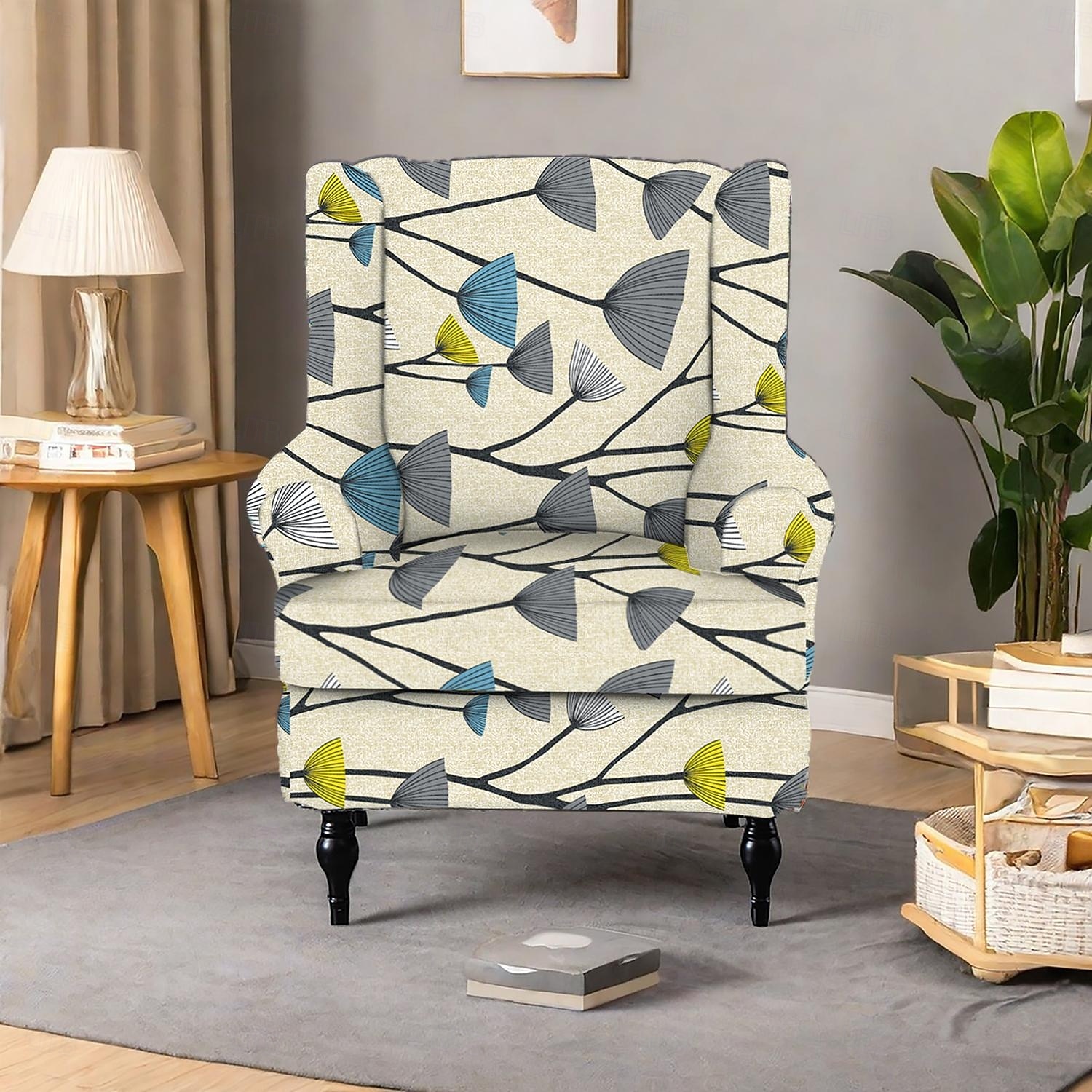 Wingback Chair Cover Floral Striped Geometric Printed Polyester Slipcover Full Cover Modern Foldable Korean Style Chair Protector Seat Cover Armchair Cover 2026 - $46.99 –P1
