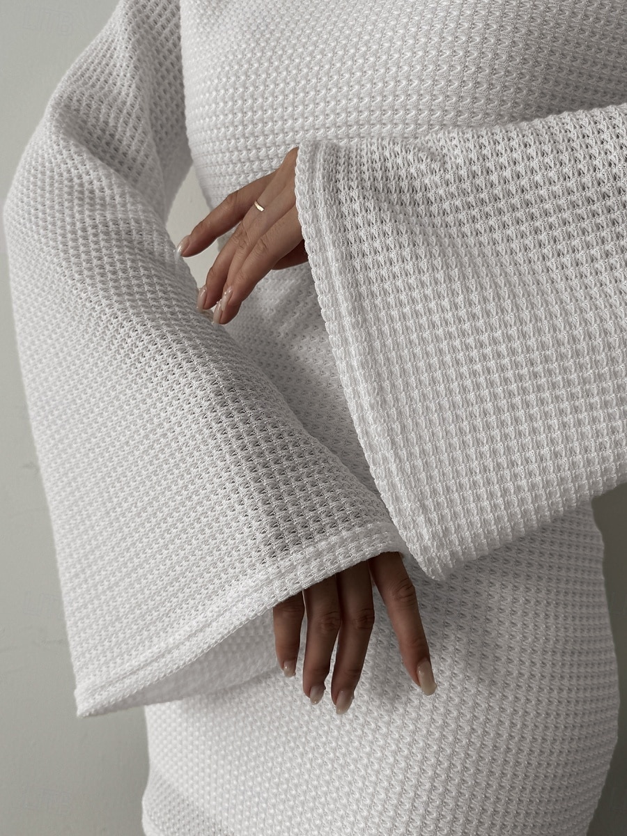 Γυναικεία Μίνι φόρεμα Λευκό φόρεμα Φόρεμα αποφοίτησης Φόρεμα Bodycon Κομψό Μοντέρνα Μανίκι Flare Cuff ΕΞΩΤΕΡΙΚΟΥ ΧΩΡΟΥ Διακοπές Εξόδου Κανονικό Σκέτο Μακρυμάνικο Στρογγυλή Ψηλή Λαιμόκοψη Μαύρο Λευκό 2026 - $21.99 –P10