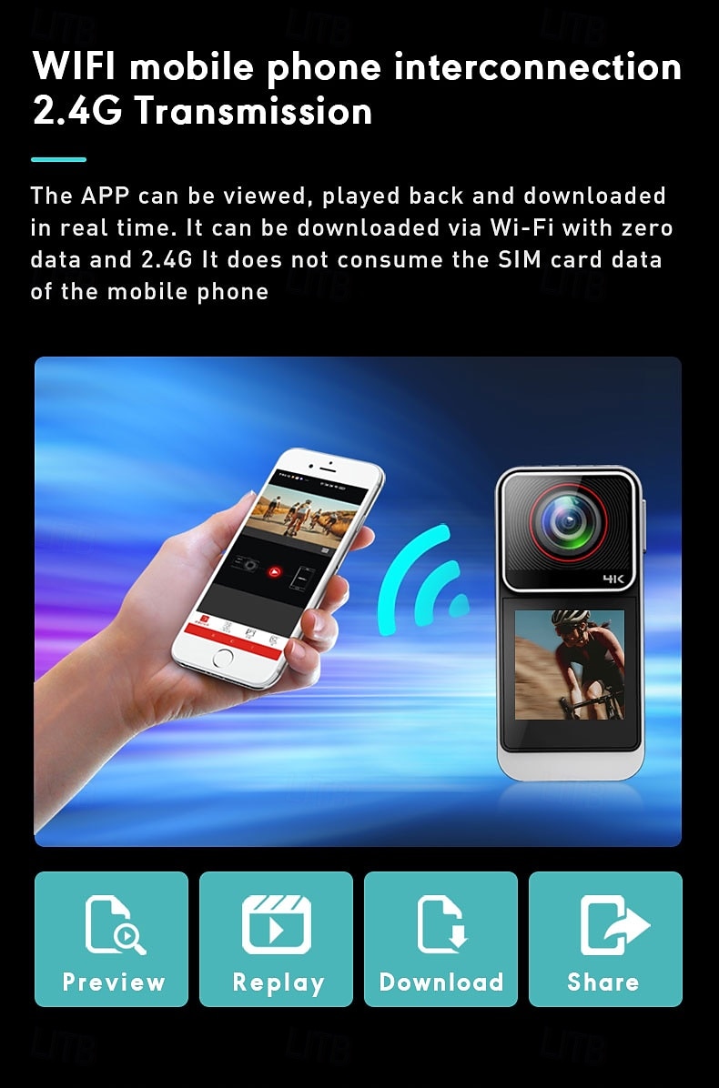 Экшн-камера 4K (с поддержкой Wi-Fi), спортивная видеокамера, видеорегистратор для велосипеда, нагрудная камера, головная камера и камера для дайвинга. 2026 - $103.99 –P9